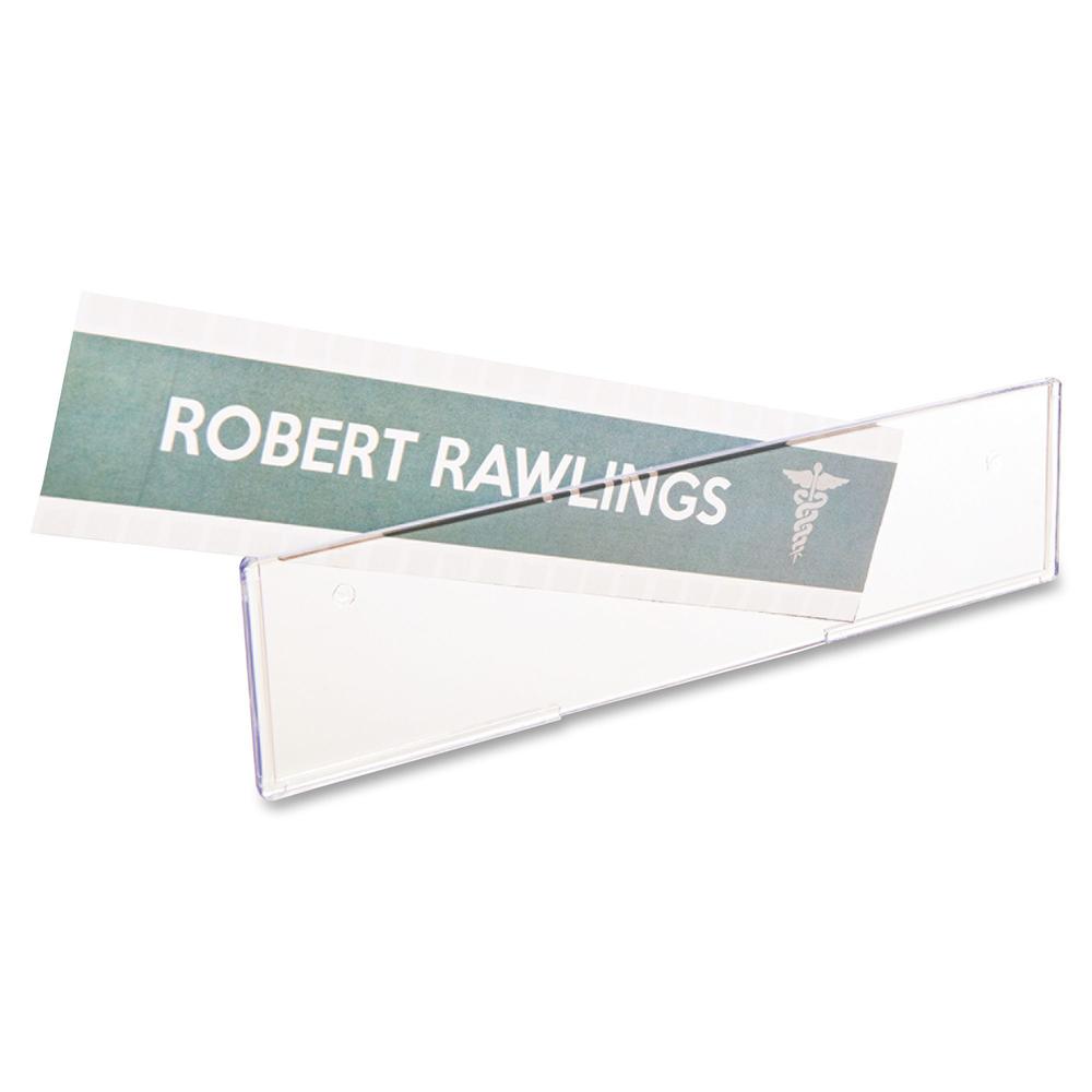 Deflecto Cubicle Nameplate Sign Holder - 1 Each - 8.5" Width x 2" Height - Rectangular Shape - Wall Mountable - Insertable, Magnetic - Plastic - Clear. Picture 10