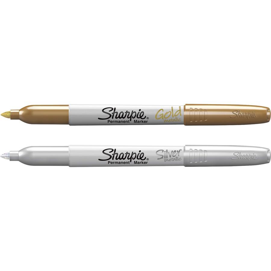Sharpie Metallic Fine Point Permanent Marker - Fine Marker Point - Gold, Silver Alcohol Based Ink - 2 / Set. Picture 2
