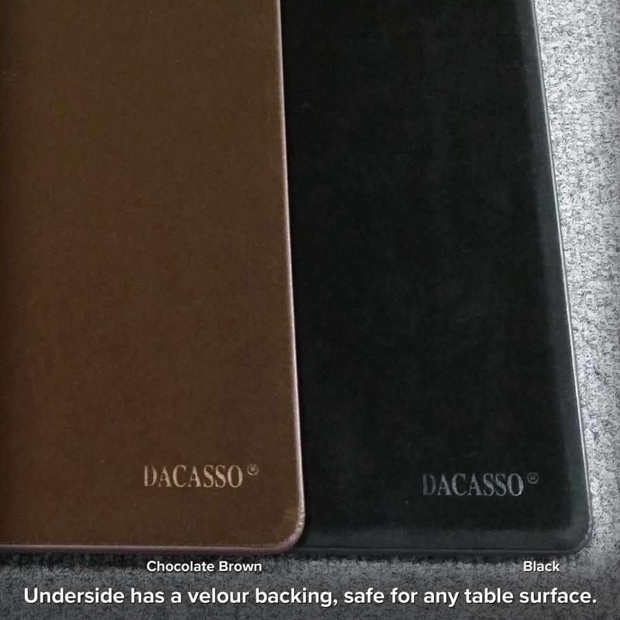 Dacasso Desk Mat - Black Leatherette - Rectangle - 20" Width x 16" Depth - Felt Black Backing - Leatherette - Black. Picture 2