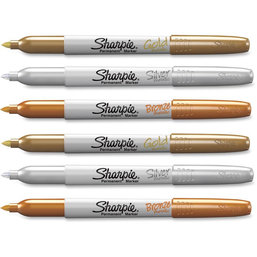 Sharpie Metallic Permanent Markers - Fine Marker Point - Assorted - 6 / Pack. Picture 5