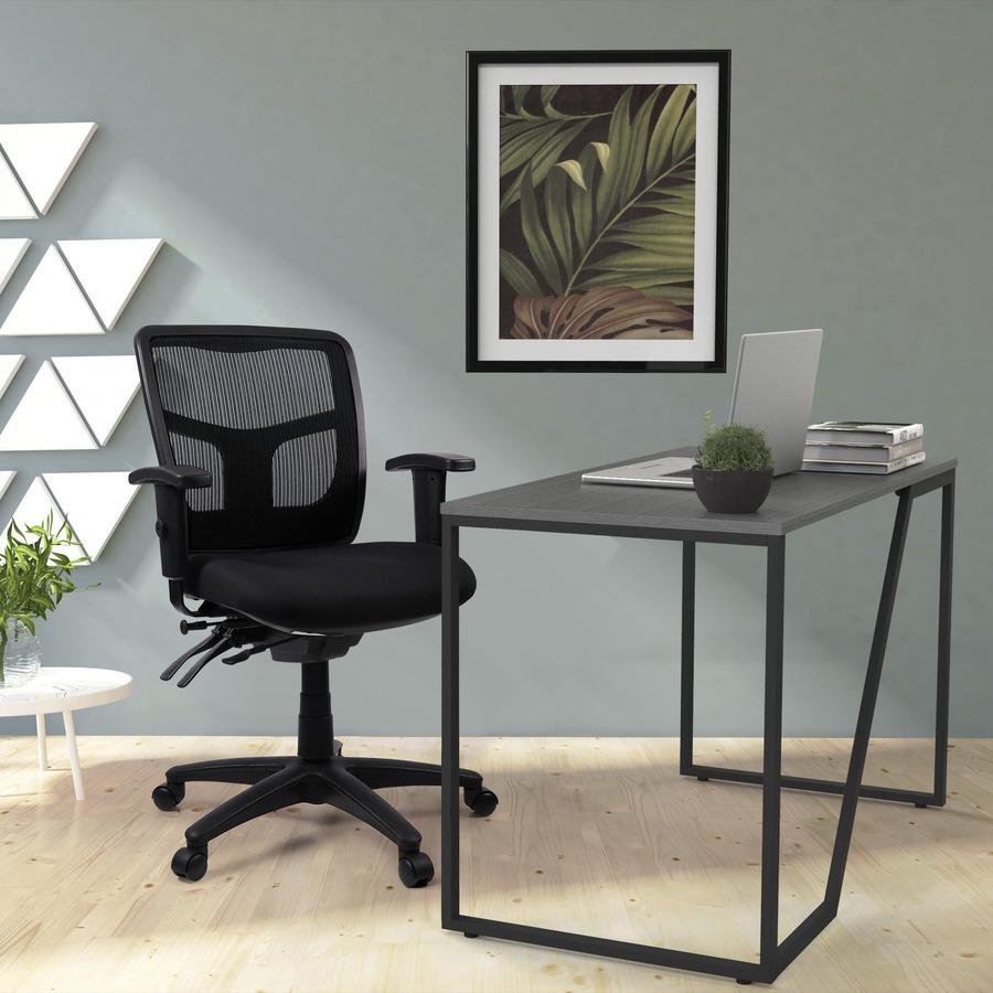 Lorell Ergomesh Swivel Mesh Mid-back Office Chair - Black Fabric Seat - Black Back - Black Frame - 5-star Base - Black - 1 Each. Picture 11