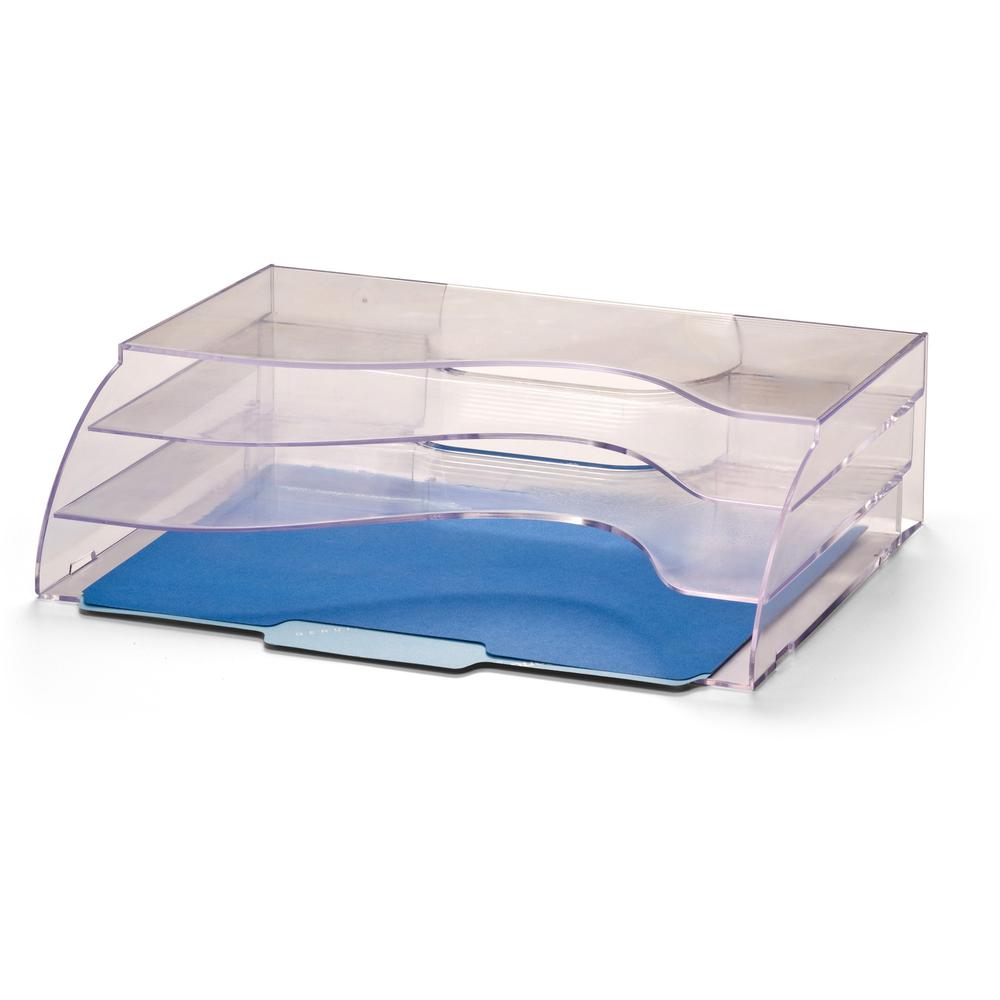 Officemate Clear Wave 2-way Desktop Organizer - 3 Compartment(s) - 3 Tier(s) - 11.3" Height x 13" Width x 3.6" DepthDesktop - Clear - Plastic - 1 Each. Picture 2