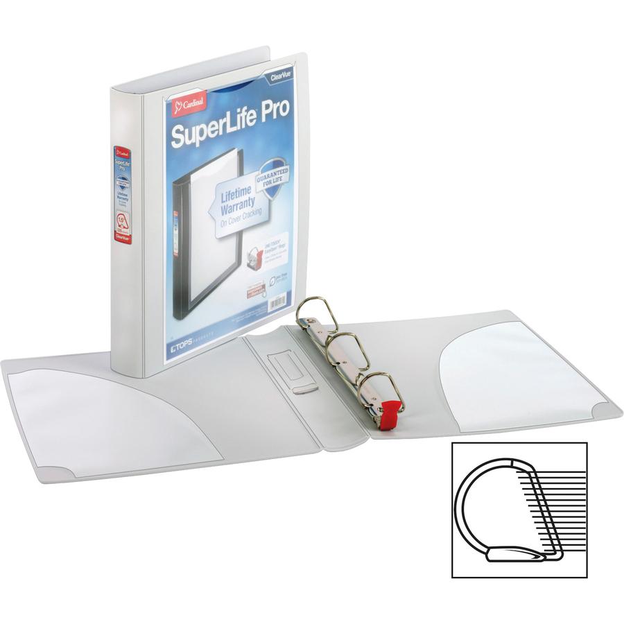 Cardinal SuperLife Pro Easy Open Slant-D Binder - 1 1/2" Binder Capacity - Letter - 8 1/2" x 11" Sheet Size - 350 Sheet Capacity - 3 x D-Ring Fastener(s) - 2 Internal Pocket(s) - Polypropylene - White. Picture 2