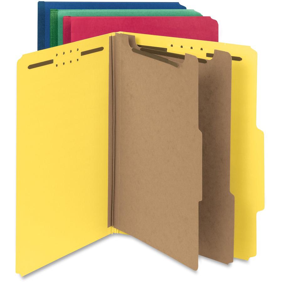 Smead 2/5 Tab Cut Letter Recycled Classification Folder - 8 1/2" x 11" - 2" Expansion - 6 x 2K Fastener(s) - Top Tab Location - Right of Center Tab Position - 2 Divider(s) - Pressboard - Green - 100% . Picture 7