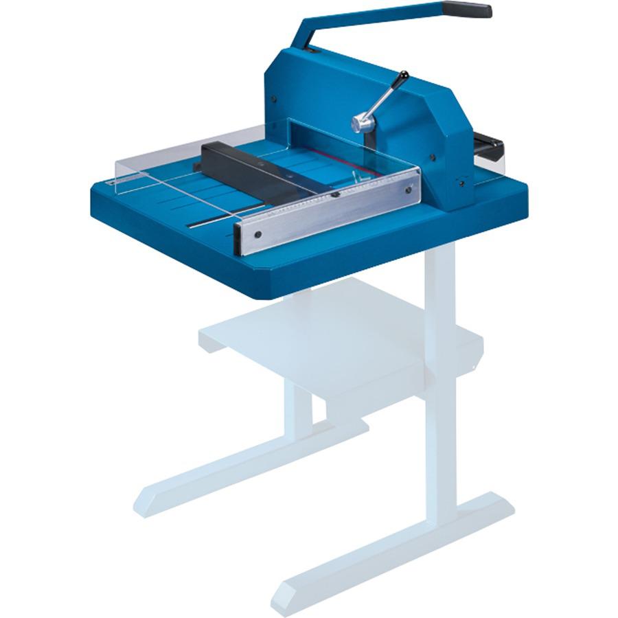 Dahle 846 Professional Stack Cutter - 500 Sheet Cutting Capacity - 16.88" Cutting Length - Ground Blade, Adjustable Alignment Guide, Durable, Burr-free Cut - Steel, Metal, Aluminum, Plastic - Blue - 3. Picture 10