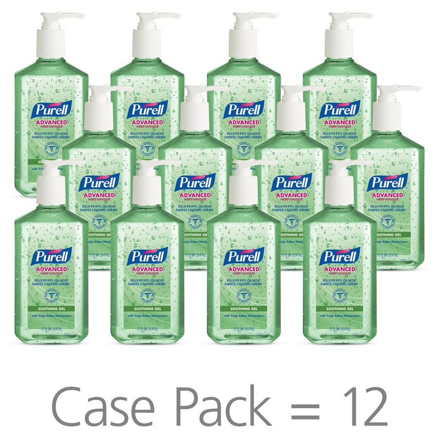 PURELL&reg; Hand Sanitizer Gel - 12 fl oz (354.9 mL) - Pump Bottle Dispenser - Kill Germs - Hand, Skin - Clear - Non-sticky, Residue-free - 12 / Carton. Picture 4