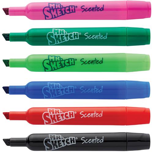 Mr. Sketch Scented Watercolor Markers - Bevel, Chisel Marker Point Style - Assorted - 12 / Set. Picture 5