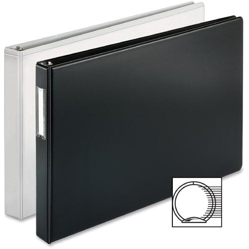 Business Source Tabloid-size Round Ring Reference Binder - 1" Binder Capacity - Tabloid - 11" x 17" Sheet Size - Round Ring Fastener(s) - Black - Recycled - Durable, Label Holder - 1 Each. Picture 6