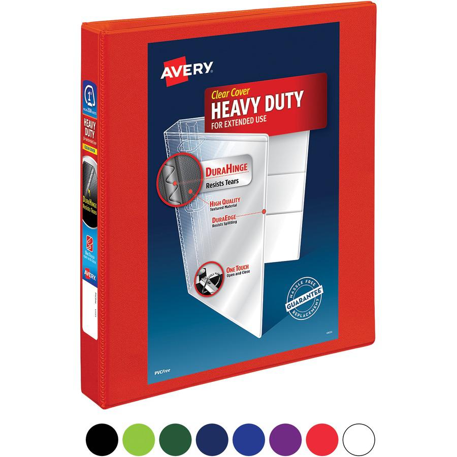 Avery&reg; Heavy-Duty View 3 Ring Binder - 1" Binder Capacity - Letter - 8 1/2" x 11" Sheet Size - 275 Sheet Capacity - 3 x Ring Fastener(s) - 4 Pocket(s) - Polypropylene - Red - Recycled - Pocket, He. Picture 5