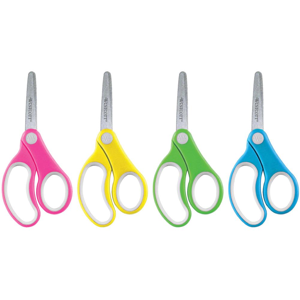 Westcott Teachers 5" Kids Soft Handle Blunt Scissors - 5" Overall Length - Straight-left/right - Stainless Steel - Blunted Tip - Assorted - 12 / Pack. Picture 4