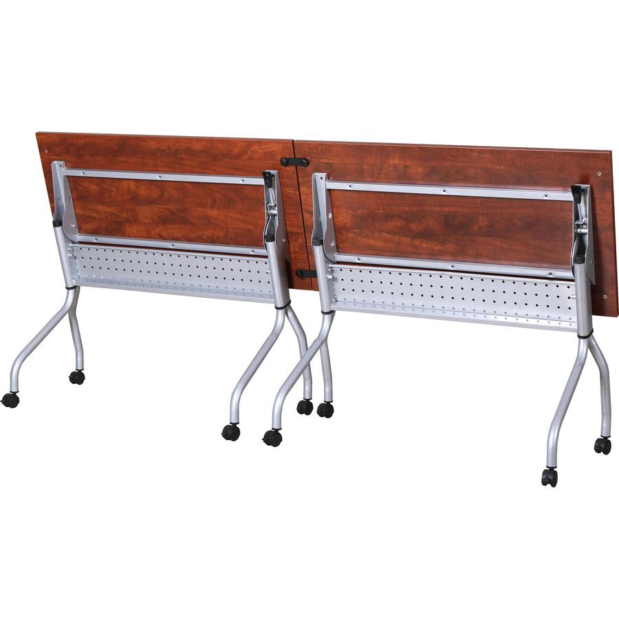 Lorell Flip Top Training Table - Rectangle Top - Four Leg Base - 4 Legs x 23.60" Table Top Width x 48" Table Top Depth - 29.50" Height x 47.25" Width x 23.63" Depth - Assembly Required - Cherry - Nylo. Picture 9