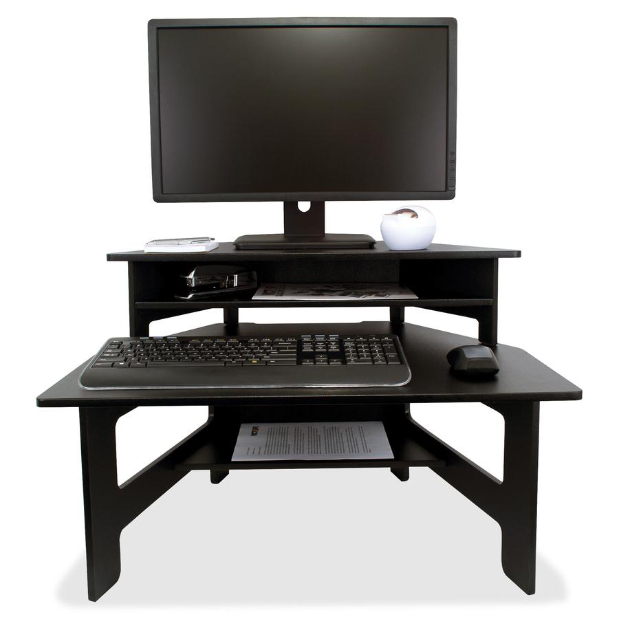 Victor High Rise Monitor Stand - Monitor Stand - Desk Riser - 7.5" Height x 27" Width x 11.5" Depth - Wood - Black. Picture 8