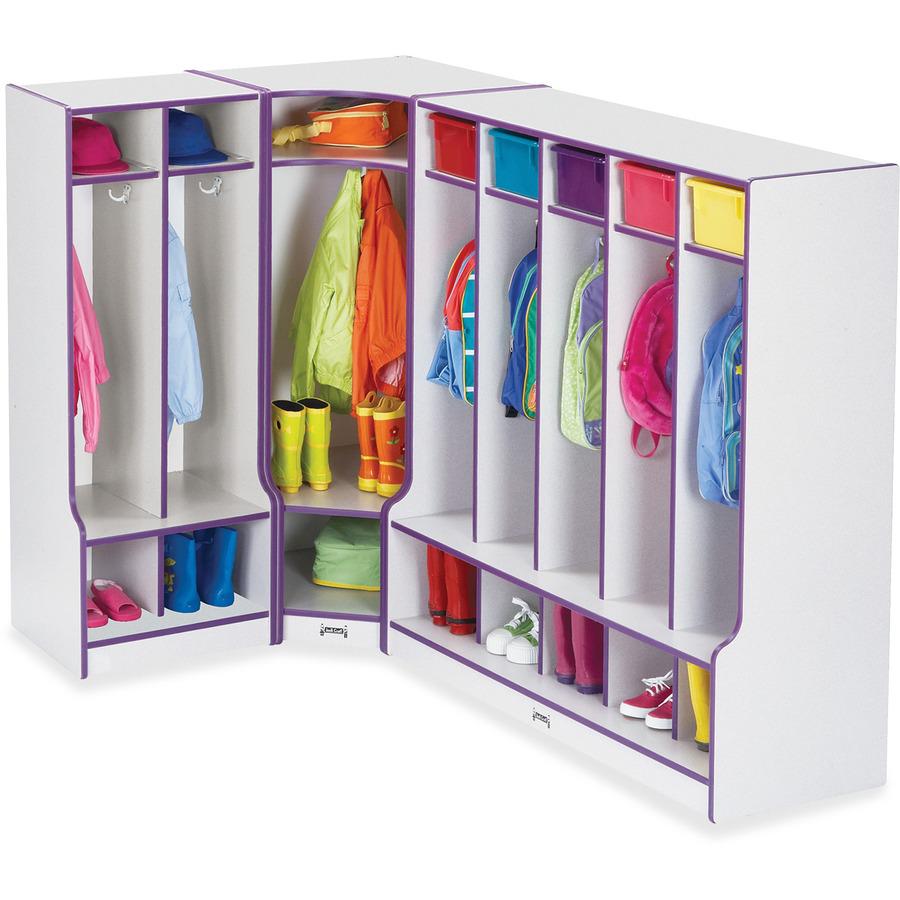 Jonti-Craft Rainbow Accents Step 5 Section Locker - 5 Compartment(s) - 50.5" Height x 48" Width x 17.5" Depth - Double Hook, Durable - Blue - 1 Each. Picture 4