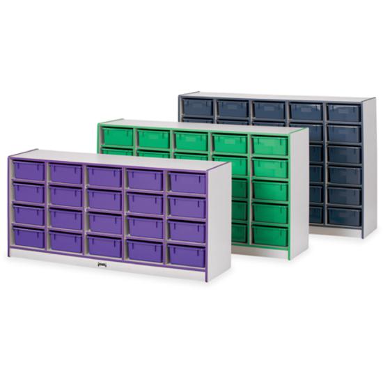 Jonti-Craft Rainbow Accents Cubbie Mobile Storage - 30 Compartment(s) - 42" Height x 60" Width x 15" Depth - Durable, Laminated - Teal - Hard Rubber - 1 Each. Picture 3