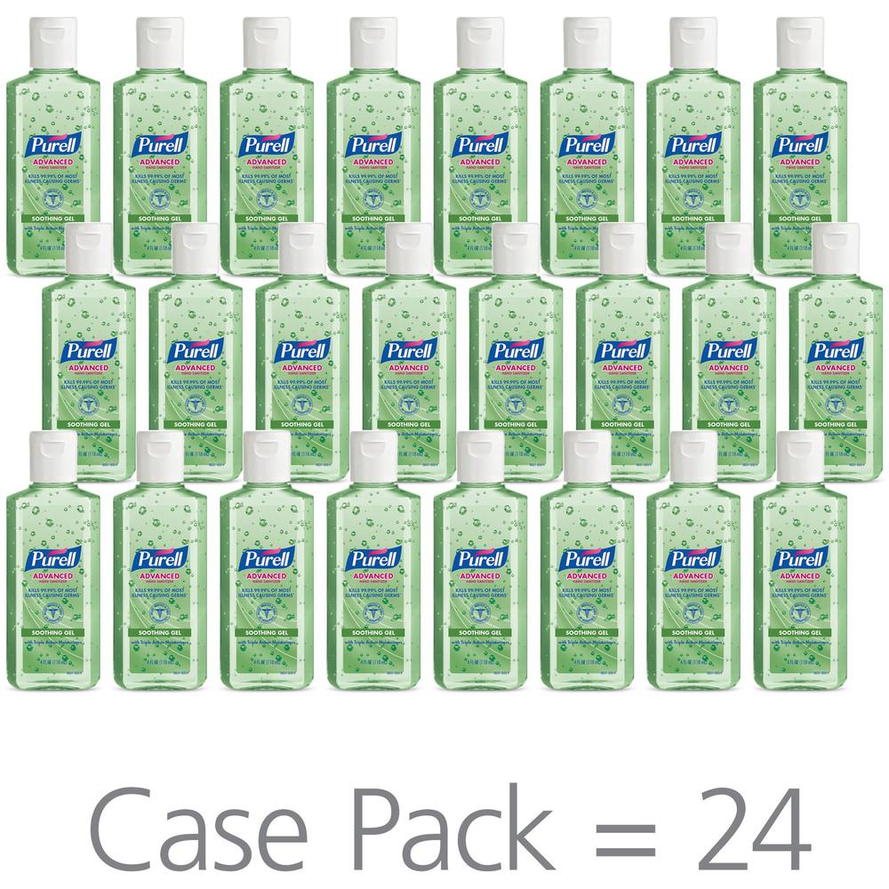 PURELL&reg; Hand Sanitizer Gel - Floral Scent - 4 fl oz (118.3 mL) - Squeeze Bottle Dispenser - Kill Germs - Hand - Moisturizing - Green - Non-sticky, Residue-free, Moisturizing - 24 / Carton. Picture 4