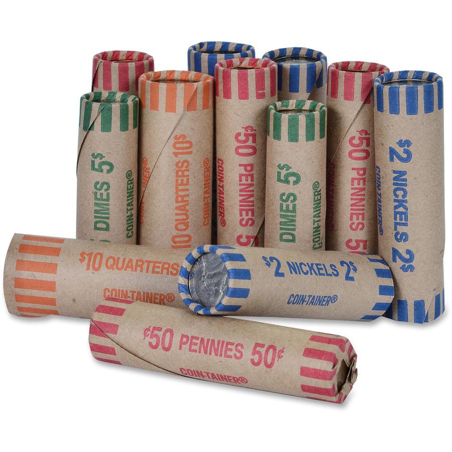 PAP-R Tubular Coin Wrappers - Total $0.50 in 50 Coins of 1¢ Denomination - Heavy Duty, Burst Resistant - Kraft - Red - 1000 / Box. Picture 4