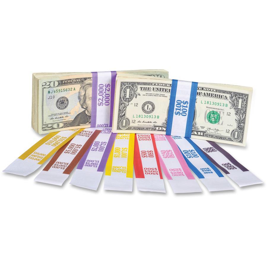 PAP-R Currency Straps - 1.25" Width - Self-sealing, Self-adhesive, Durable - 20 lb Basis Weight - Kraft - White, Violet - 1000 / Pack. Picture 4