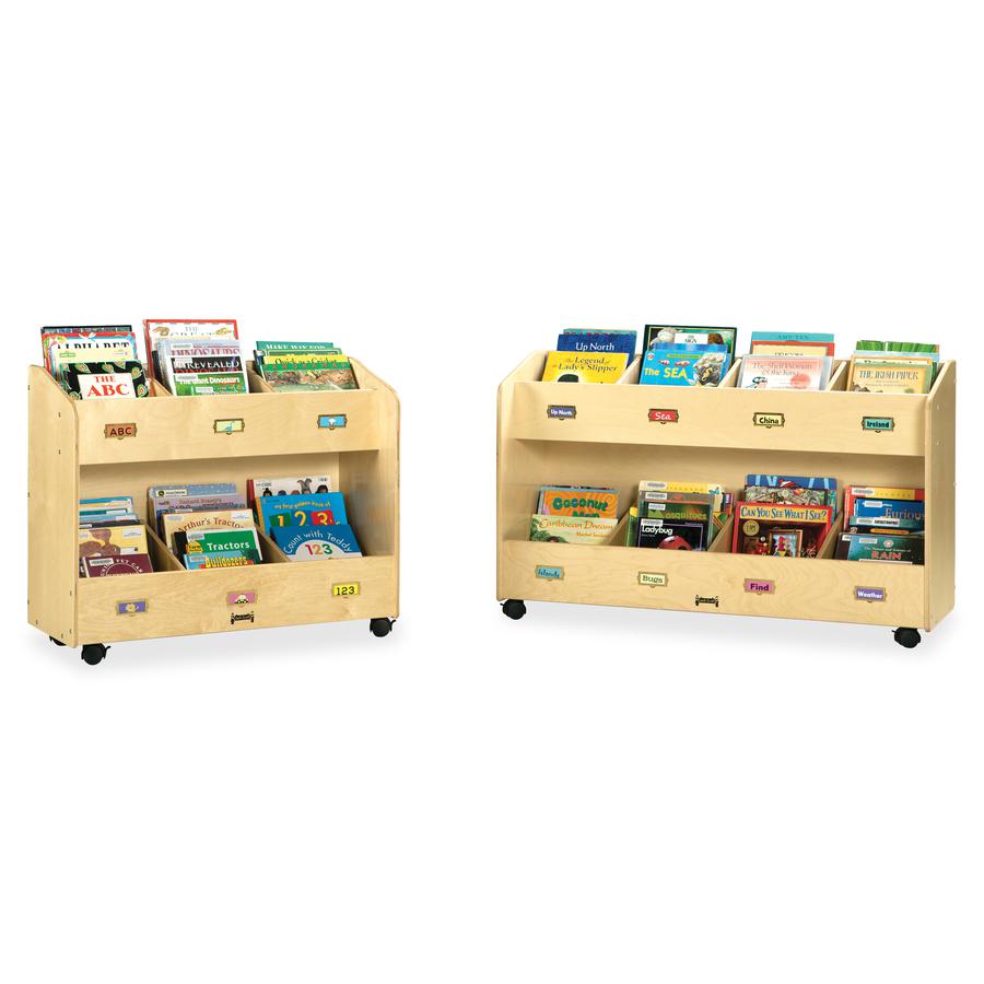 Jonti-Craft Mobile Section Book Storage Organizer - 8 Compartment(s) - 29.5" Height x 48" Width x 16" Depth - Label Holder, Lockable Casters, Rounded Corner, Durable, Yellowing Resistant - Baltic - Ac. Picture 3