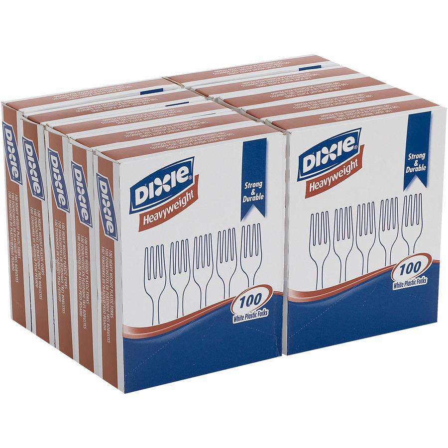 Dixie Heavyweight Disposable Forks Grab-N-Go by GP Pro - 100 / Box - 1000/Carton - Fork - 1000 x Fork - Polystyrene - White. Picture 3