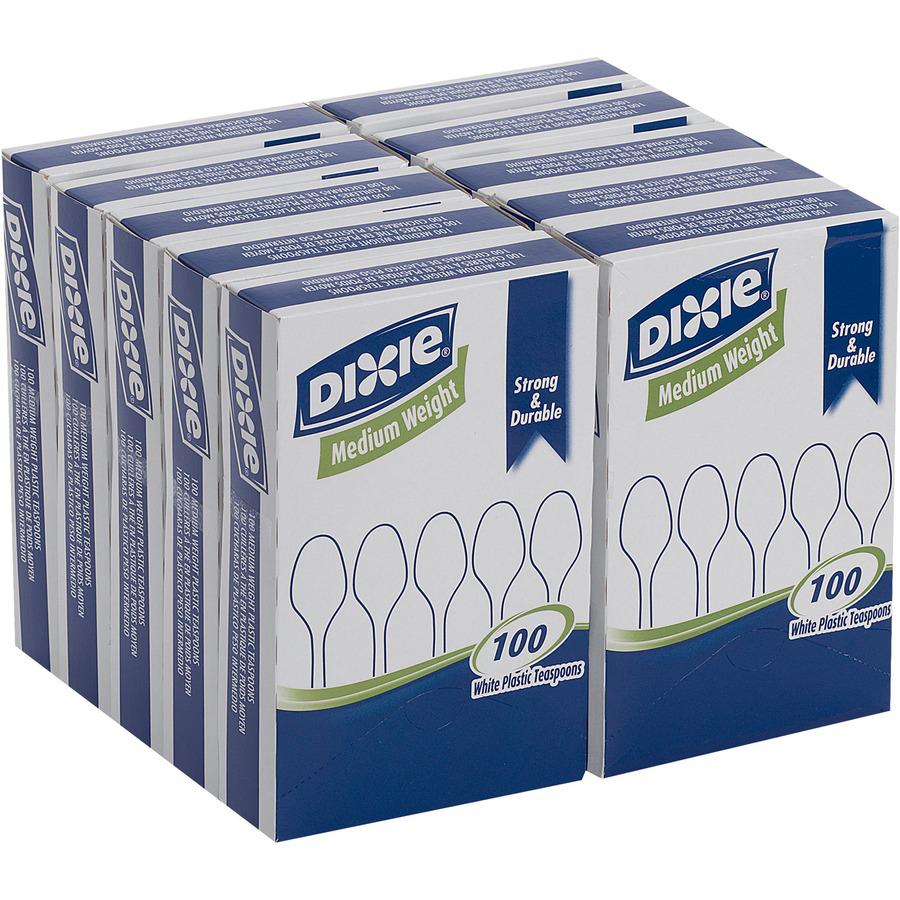 Dixie Medium-weight Disposable Teaspoon Grab-N-Go by GP Pro - 100 / Box - 10/Carton - Teaspoon - 1000 x Teaspoon - White. Picture 2