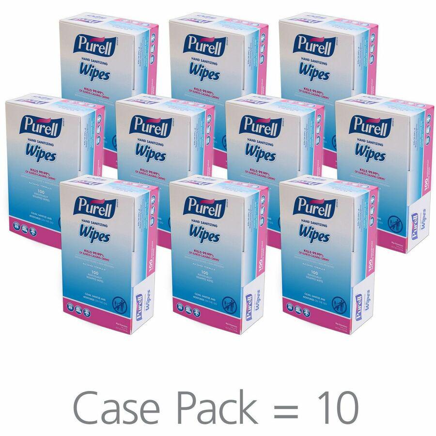 PURELL&reg; On-the-go Sanitizing Hand Wipes - 5" x 7" - Clear - 100 Per Box - 10 / Carton. Picture 4