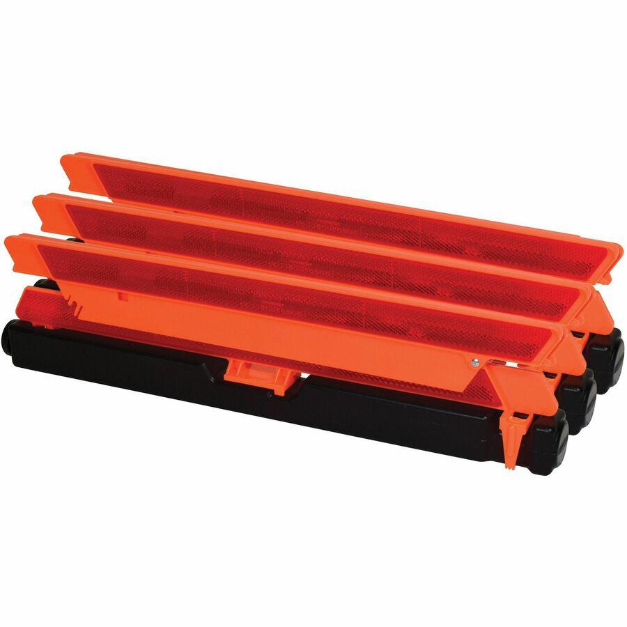 Deflecto Emergency Warning Triangle Kit - 1 Kit - 17.3" Width x 16.5" Height - Triangle Shape - Reflective, Non-flammable - Outdoor - Orange, Red. Picture 3