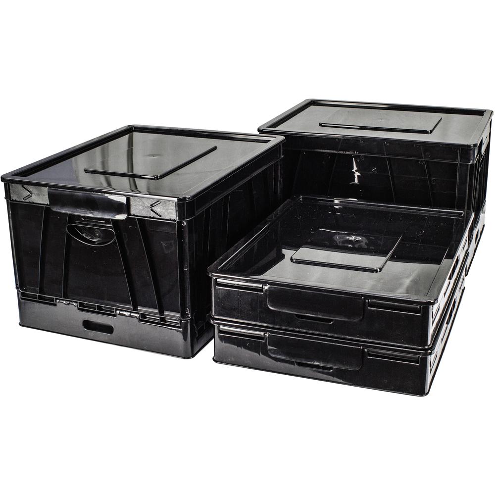 Storex Collapsible Storage Crate - External Dimensions: 14.3" Width x 17.3" Depth x 10.5"Height - 45 lb - 9.25 gal - Media Size Supported: Letter, Legal - Lid Lock Closure - Heavy Duty - Stackable - P. Picture 2