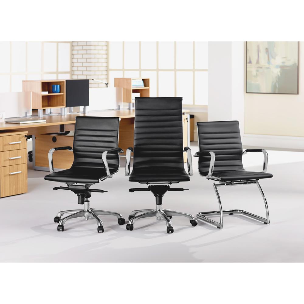 Lorell Modern Chair Series High-back Leather Chair - Leather Seat - Leather Back - 5-star Base - Black - 1 Each. Picture 2