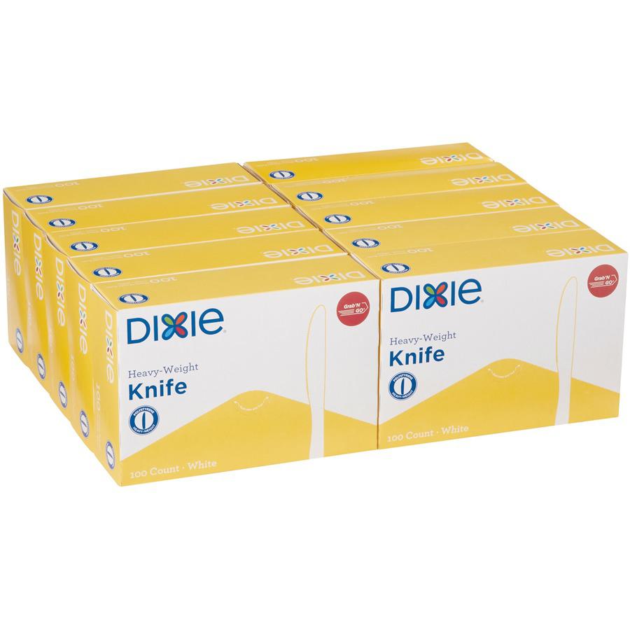 Dixie Heavyweight Disposable Knives Grab-N-Go by GP Pro - 100 / Box - 10/Carton - Knife - 1000 x Knife - White. Picture 6