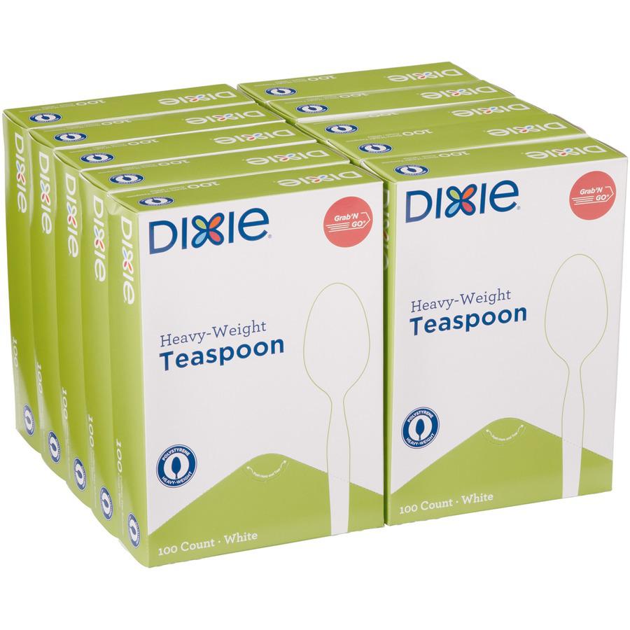 Dixie Heavyweight Disposable Teaspoons Grab-N-Go by GP Pro - 100 / Box - 10/Carton - Teaspoon - 1000 x Teaspoon - White. Picture 5
