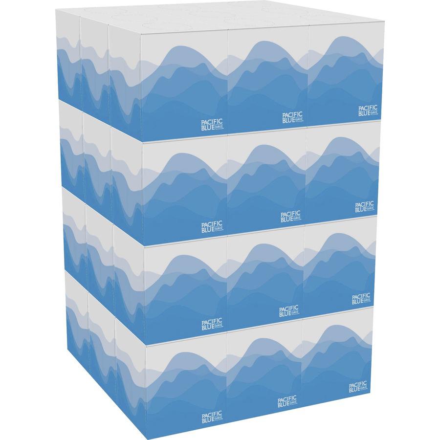 Pacific Blue Select Facial Tissue by GP Pro - Cube Box - 2 Ply - 7.65" x 8.85" - White - 100 Per Box - 36 / Carton. Picture 4