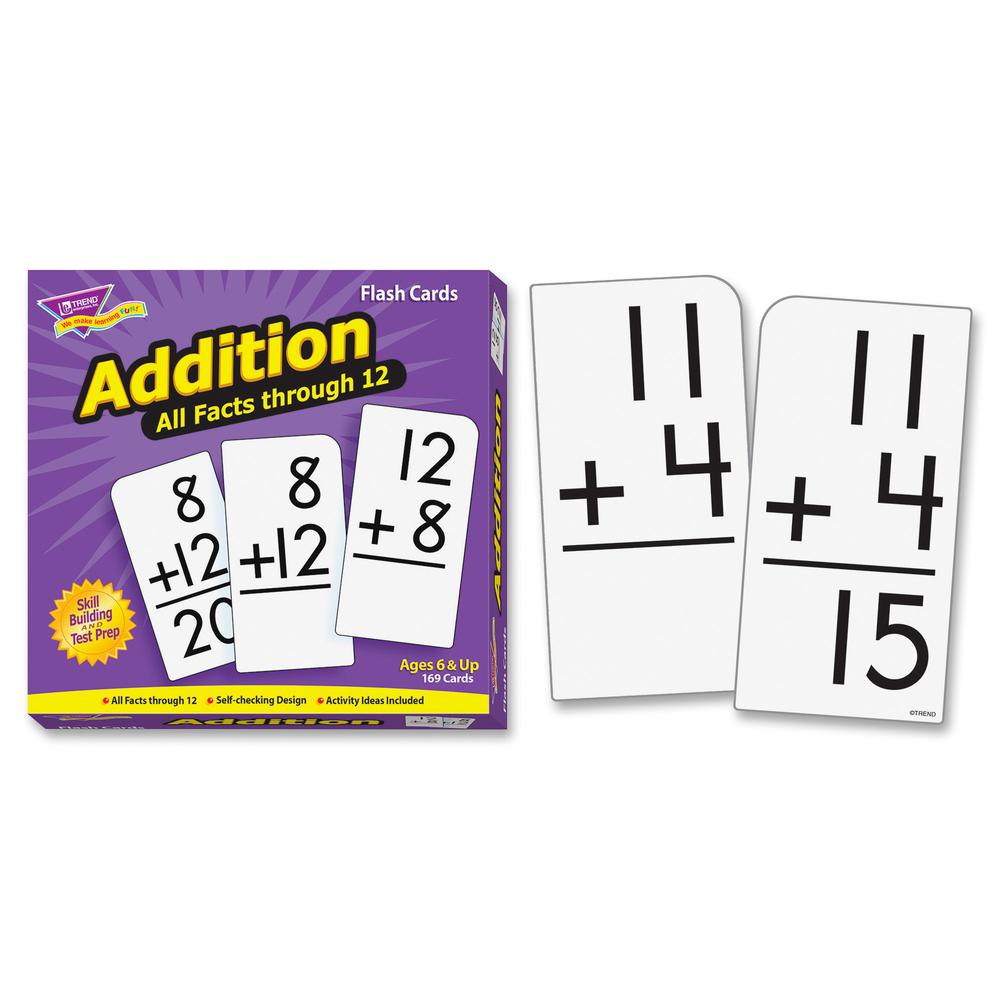Trend Addition all facts through 12 Flash Cards - Theme/Subject: Learning - Skill Learning: Addition - 169 Pieces - 6+ - 169 / Box. Picture 8