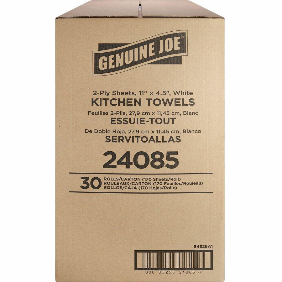 Genuine Joe Kitchen Roll Flexible Size Towels - 2 Ply - 1.63" Core - White - Paper - 30 / Carton. Picture 15
