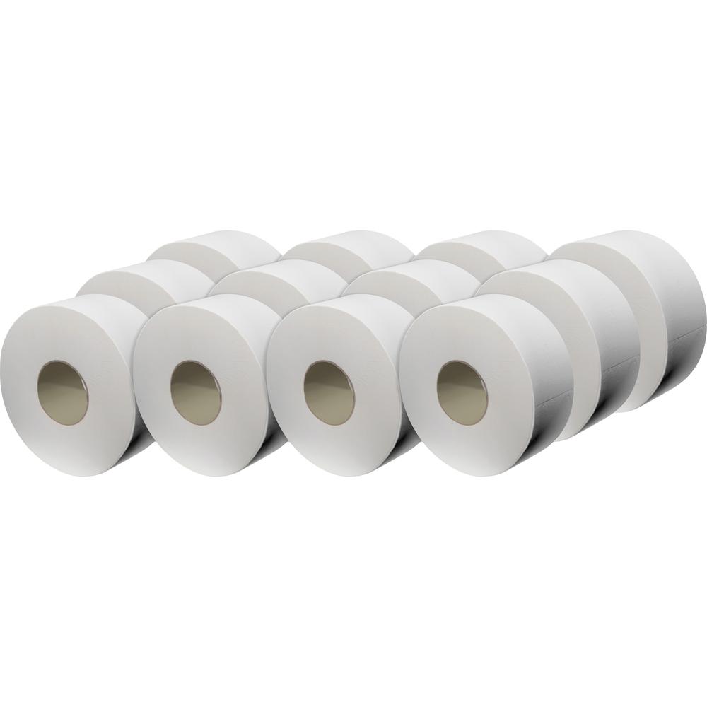 Livi Solaris Paper Jumbo Bath Tissue - 2 Ply - 3.30" x 1000 ft - White - Virgin Fiber - Embossed, Eco-friendly, Soft, Durable, Absorbent - For Bathroom - 12 / Carton. Picture 3