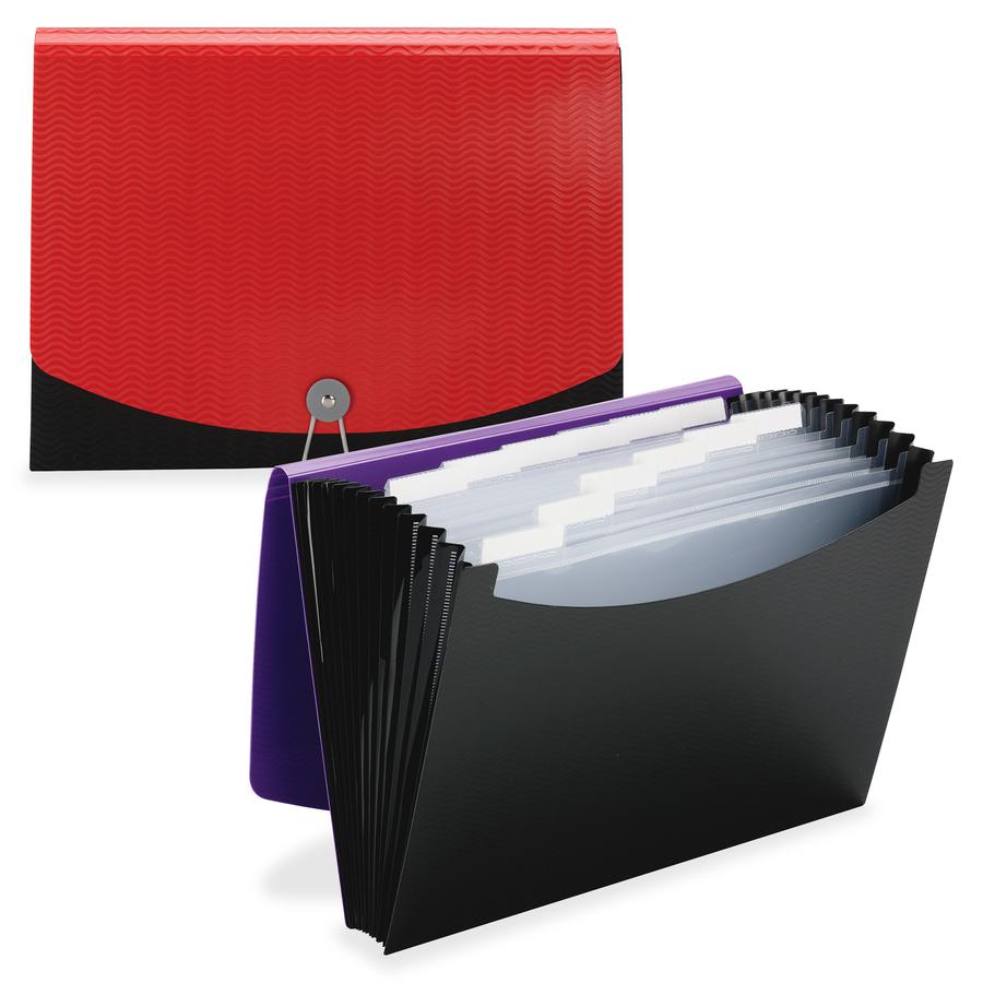 Smead Letter Expanding File - 8 1/2" x 11" - 12 Internal Pocket(s) - Polypropylene - Purple, Black - 1 Each. Picture 2