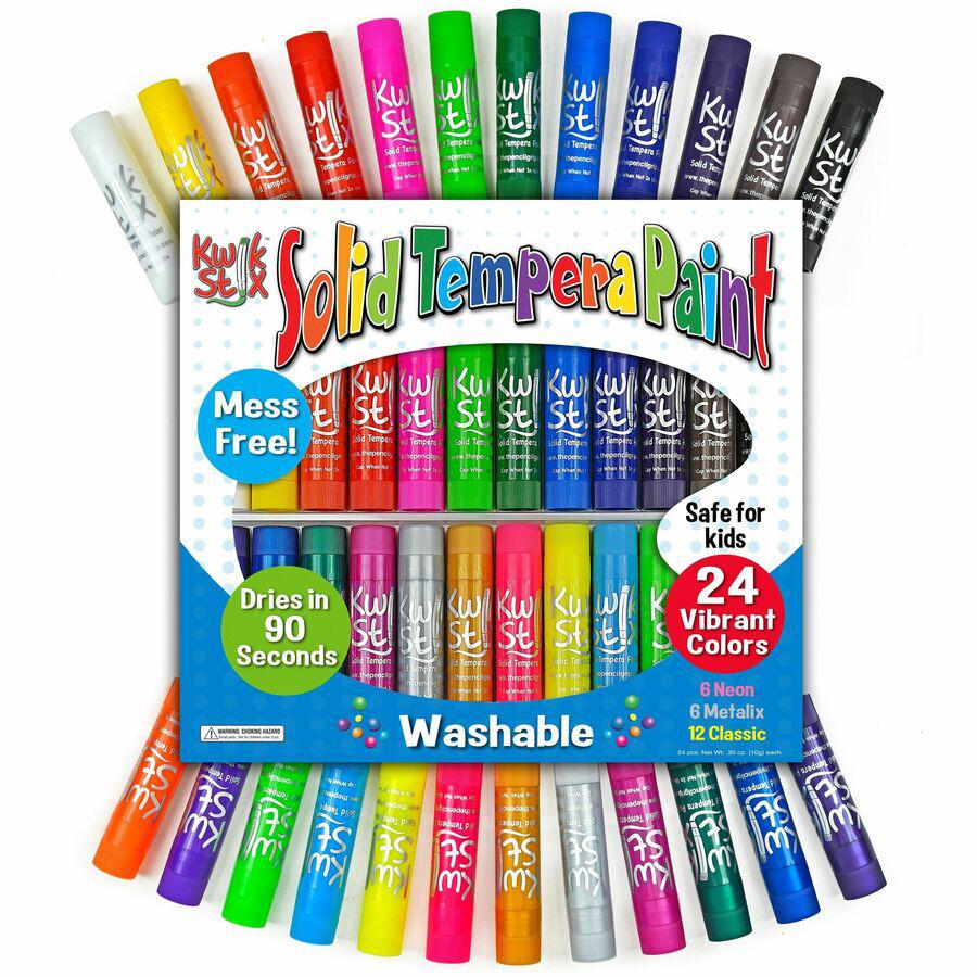 The Pencil Grip Tempera Paint 24-color Mess Free Set - 24 / Set - Assorted, Neon, Metallic. Picture 5