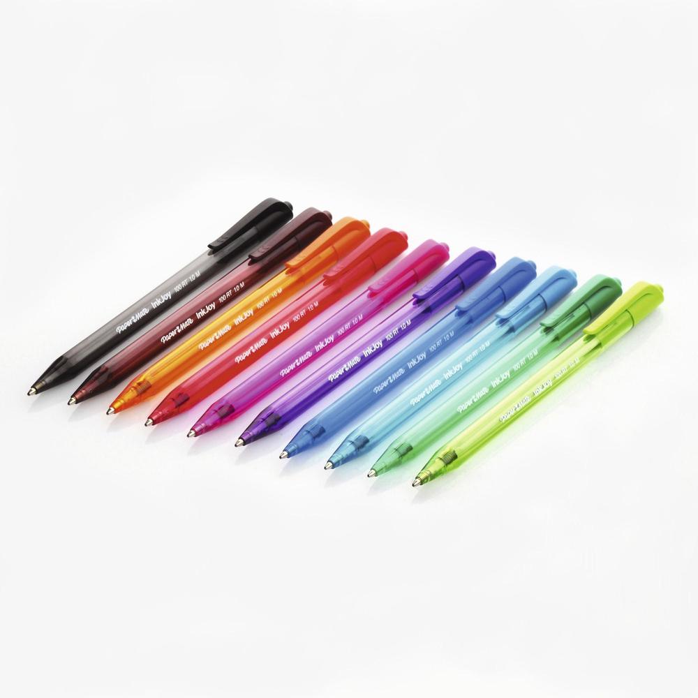 Paper Mate InkJoy 100 RT Pens - Medium Pen Point - 1 mm Pen Point Size - Retractable - Black - Translucent Barrel - 12 / Dozen. Picture 7