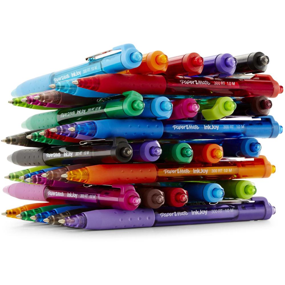 Paper Mate Inkjoy 300 RT Ballpoint Pens - 1 mm Pen Point Size - Retractable - Blue - Blue Barrel - 1 Dozen. Picture 6