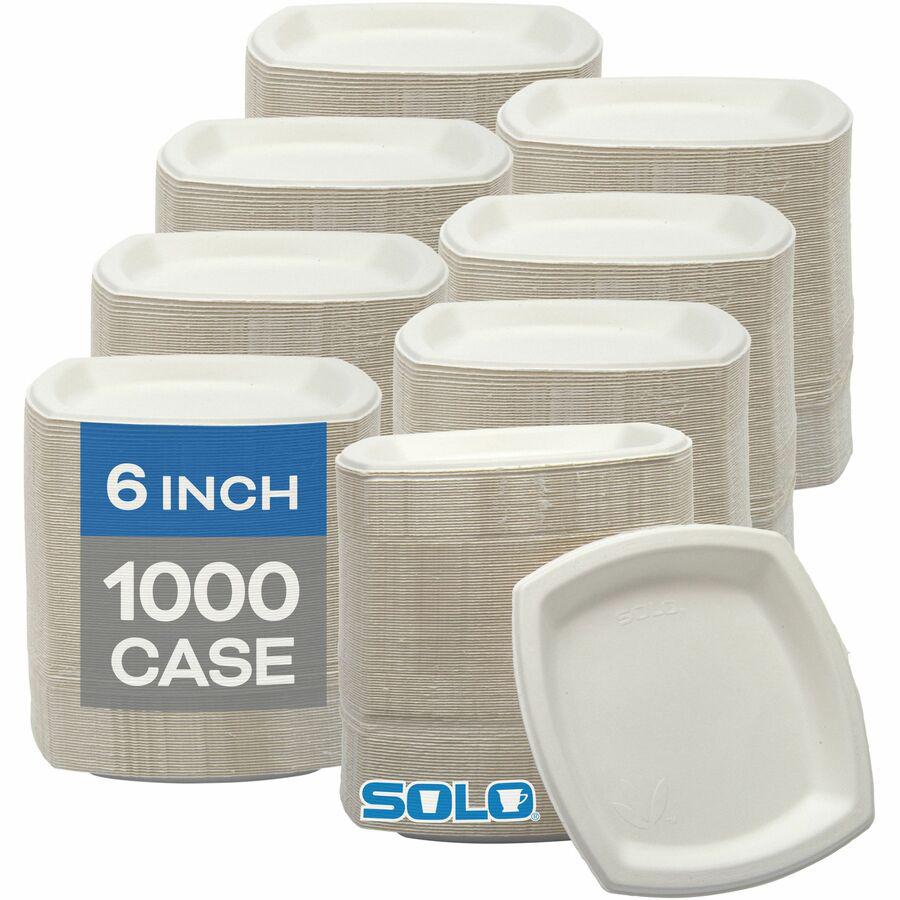 Solo Bare 6-7/10" Eco-Forward Square Plates - 125 / Pack - Bare - Microwave Safe - 6.7" Diameter - Off White - Sugarcane Body - 8 / Carton. Picture 3
