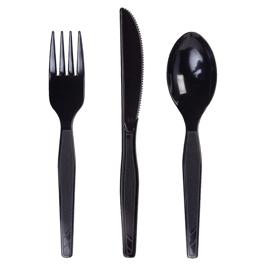 Dixie Medium-weight Disposable Forks Grab-N-Go by GP Pro - 100 / Box - 10/Carton - Fork - 1000 x Fork - Plastic, Polystyrene - Black. Picture 2