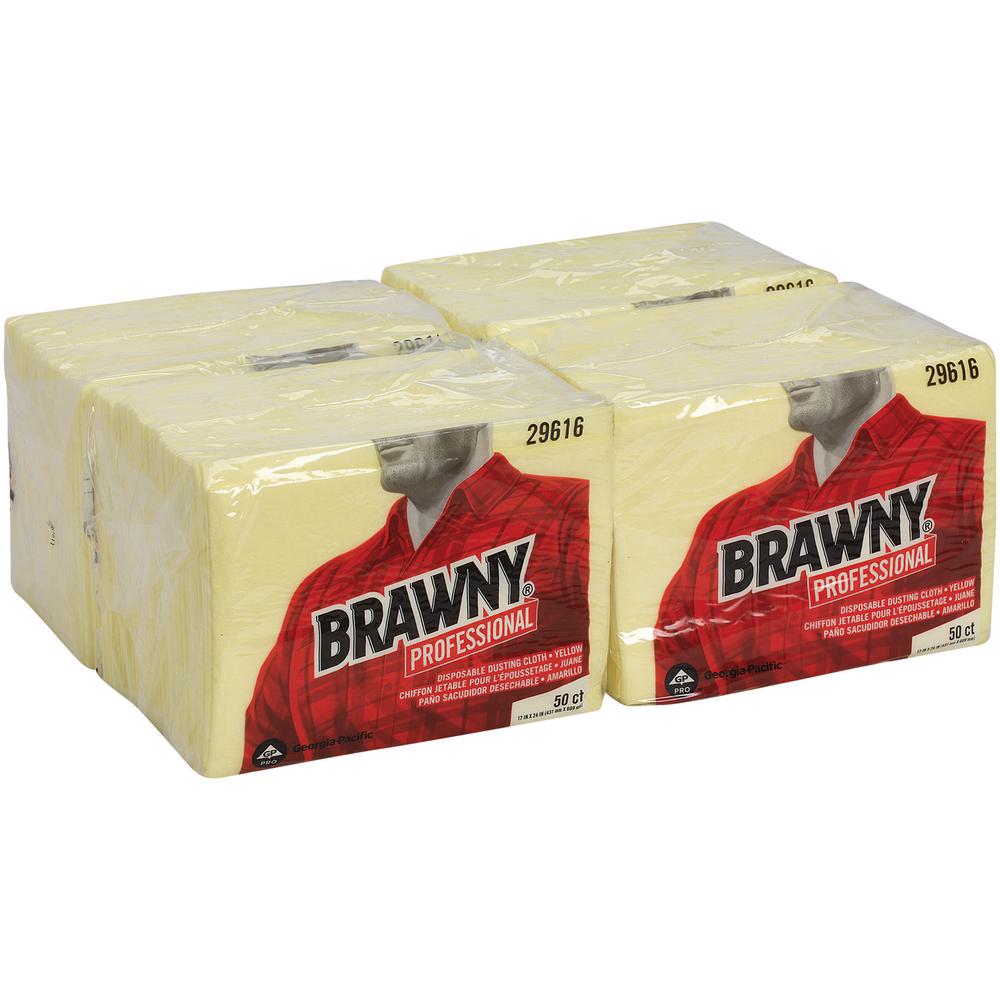 Brawny&reg; Professional Disposable Dusting Cloths - Wipe - 17" Width x 24" Length - 200 / Carton - Yellow. Picture 4