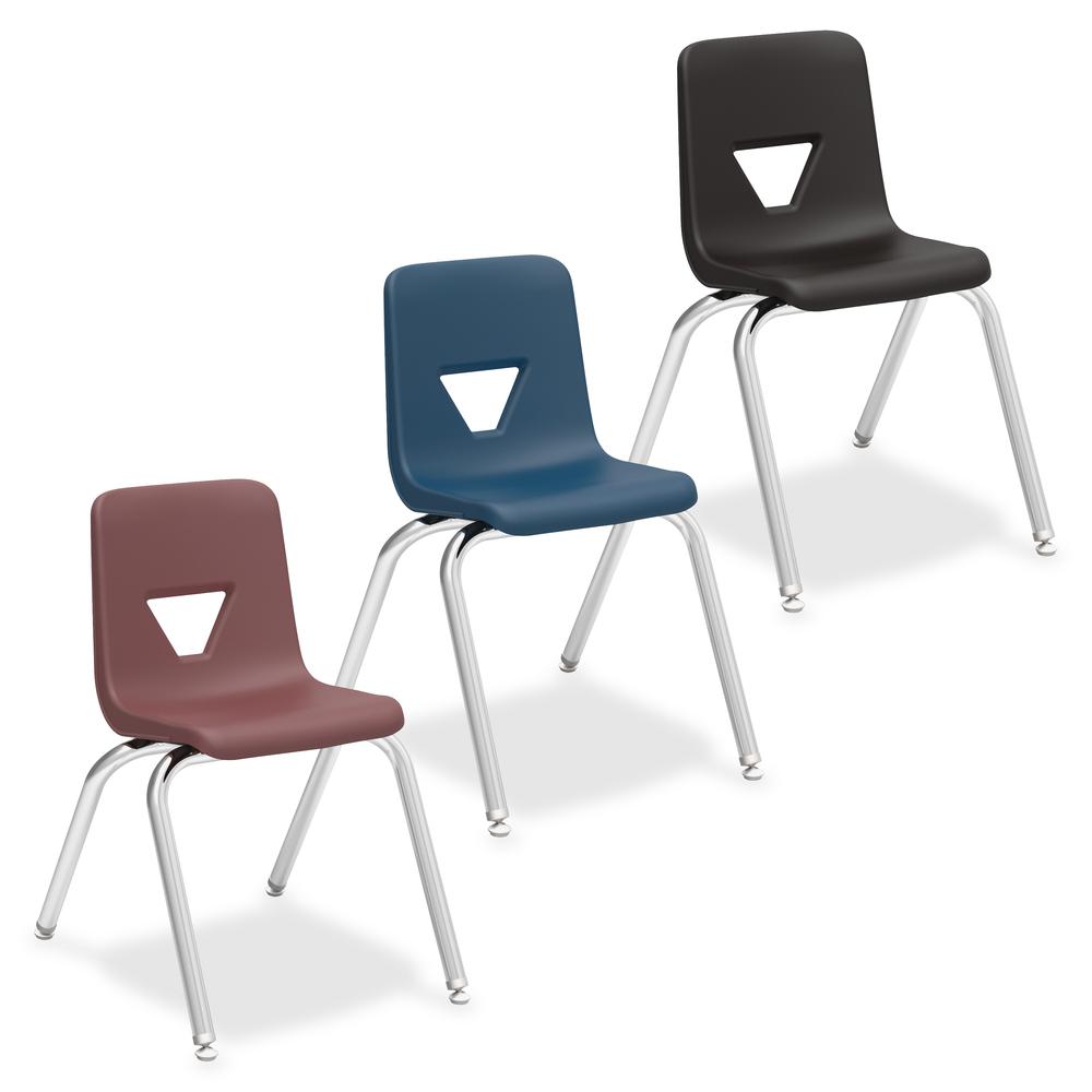 Lorell 16" Seat-height Student Stack Chairs - Four-legged Base - Navy - Polypropylene - 4 / Carton. Picture 5