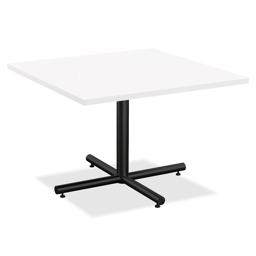 Lorell Hospitality Collection Tabletop - High Pressure Laminate (HPL) Square, White Top - 42" Table Top Width x 42" Table Top Depth x 1" Table Top Thickness - Assembly Required - Particleboard, Thermo. Picture 3