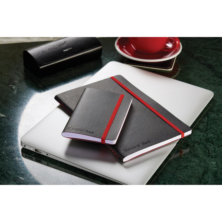 Black n' Red Soft Cover Business Notebook - Sewn - Ruled - 6" x 8" - High White Paper - Black/Red Cover - Resist Bleed-through, Numbered, Expandable Pocket, Bungee, Soft Cover - 1 Each. Picture 4