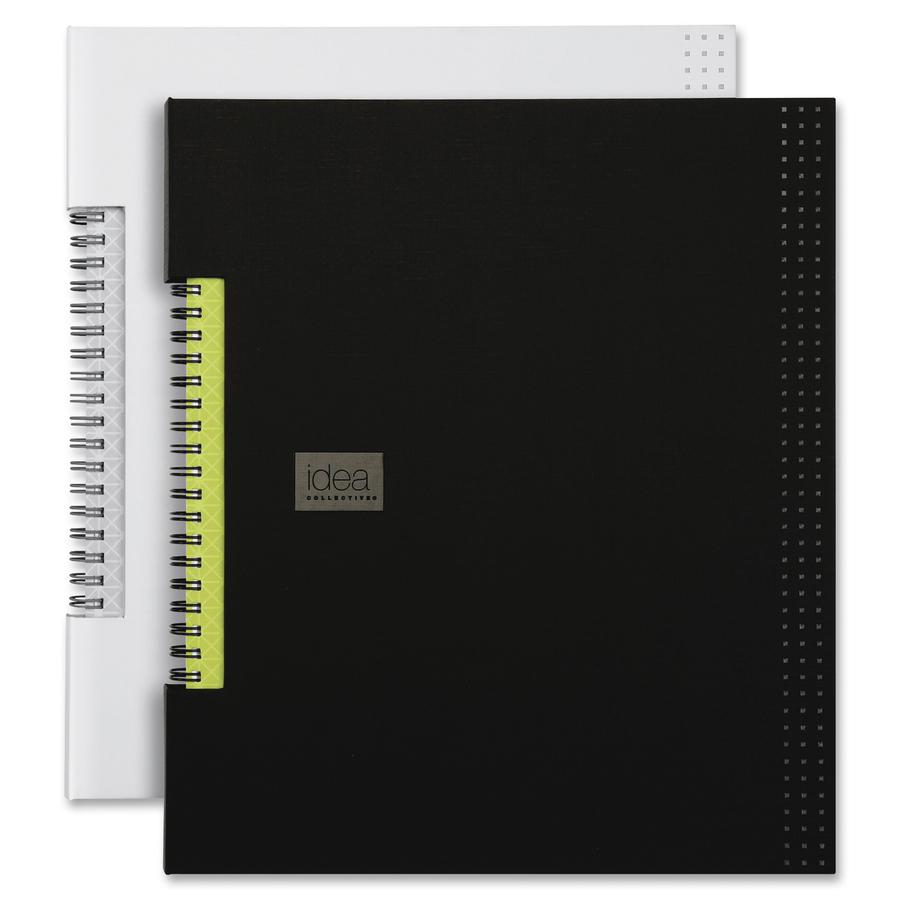 TOPS Idea Collective Wirebound Notebook - Twin Wirebound - Ruled - 6" x 8" - Black Cover - Hard Cover, Expandable Pocket - 1 Each. Picture 3