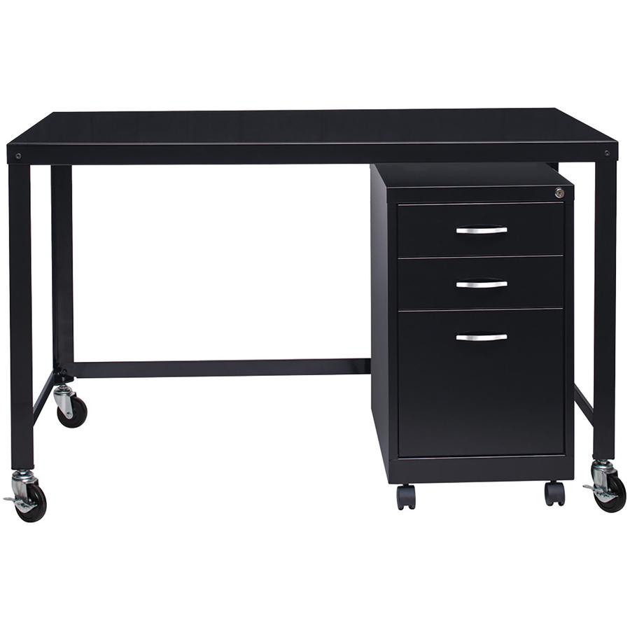 Lorell SOHO Personal Mobile Desk - Rectangle Top - 48" Table Top Width x 23" Table Top Depth - 29.50" HeightAssembly Required - Black - 1 Each. Picture 7