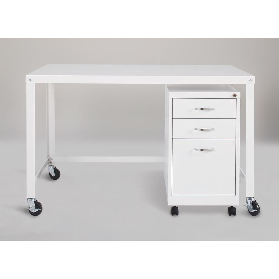 Lorell SOHO Personal Mobile Desk - Rectangle Top - 48" Table Top Width x 23" Table Top Depth - 29.50" HeightAssembly Required - White - 1 Each. Picture 9