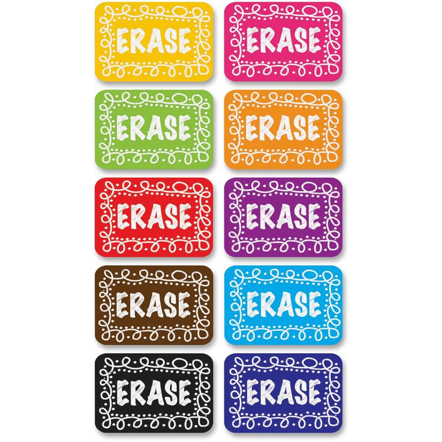 Ashley Chalk Design Mini Whiteboard Eraser - 2" Width x 1.25" Length - Lightweight, Comfortable Grip - Multicolor - 10 / Pack. Picture 3