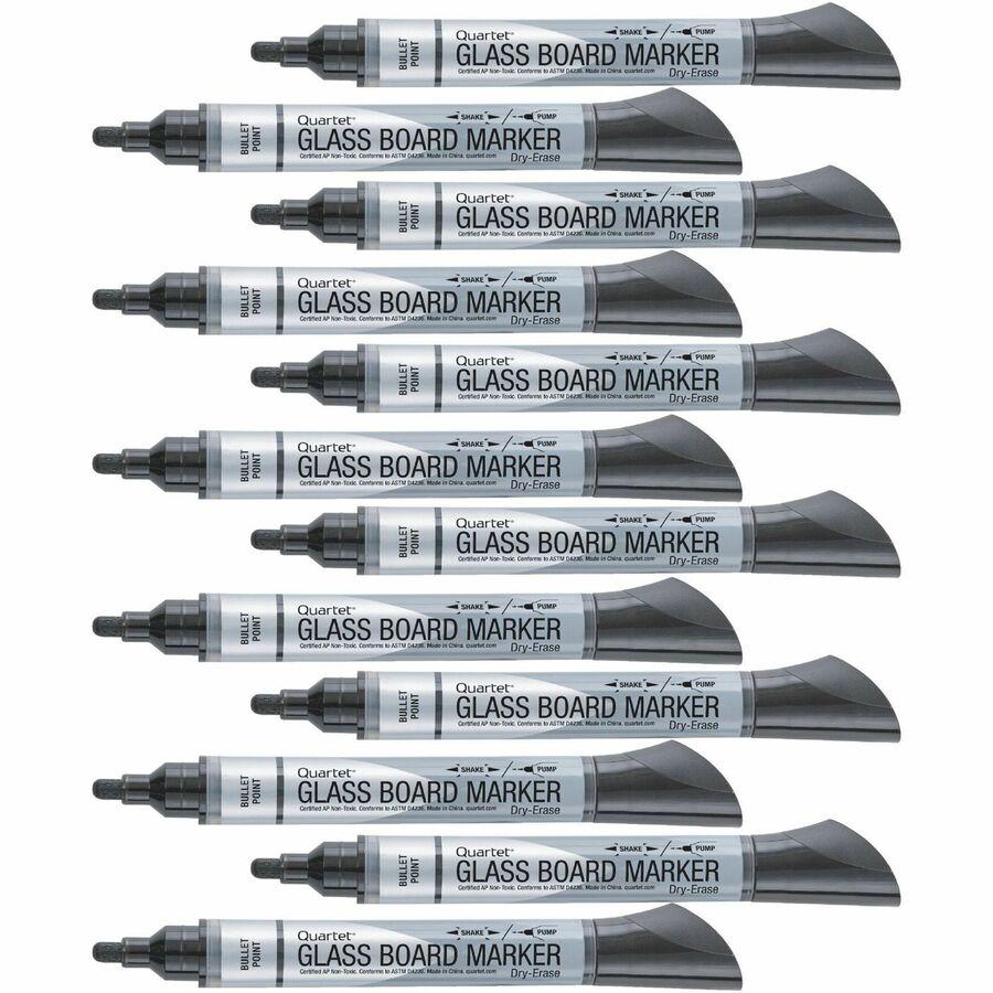 Quartet Premium Dry-Erase Markers for Glass Boards - Bullet Marker Point Style - Black - 1 Dozen. Picture 3