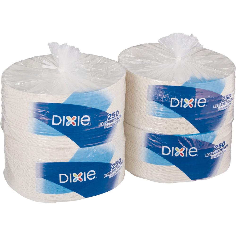 Dixie Uncoated Paper Plates by GP Pro - 250 / Pack - 9" Diameter Plate - Paper - White - 1000 Piece(s) / Carton. Picture 8